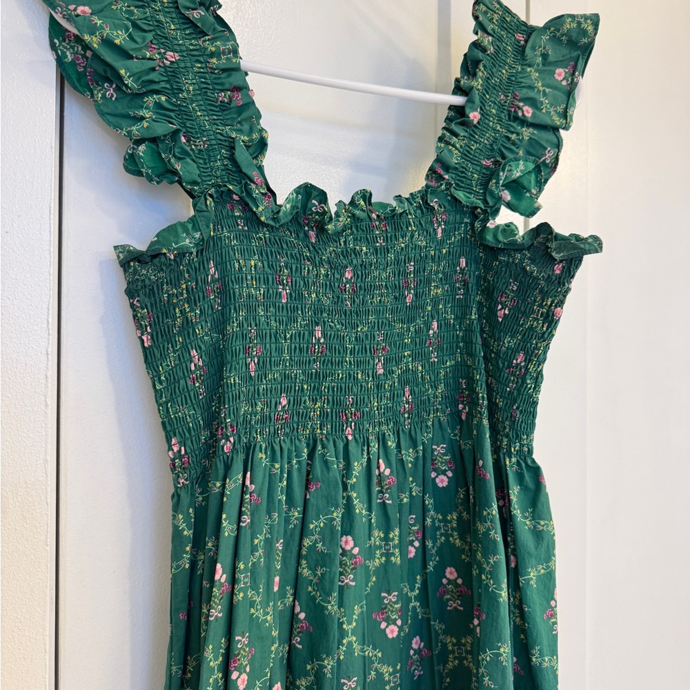 Hill House Ellie Nap Dress in Emerald Trellis Size Small